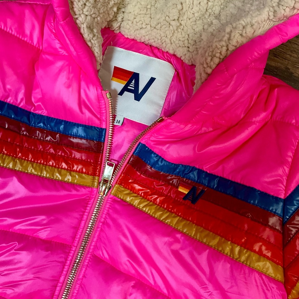 Aviator Nation Pink 5 Stripes Trekker Jacket sz 14 - Picture 4 of 13